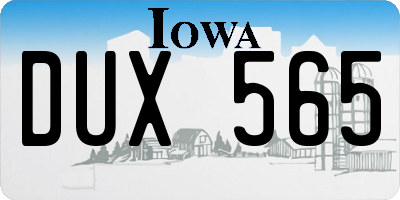IA license plate DUX565