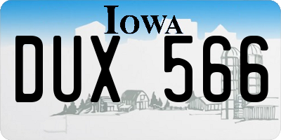 IA license plate DUX566