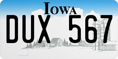 IA license plate DUX567