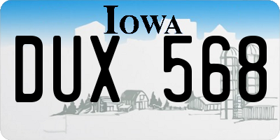 IA license plate DUX568