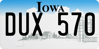 IA license plate DUX570