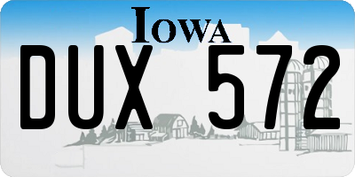 IA license plate DUX572