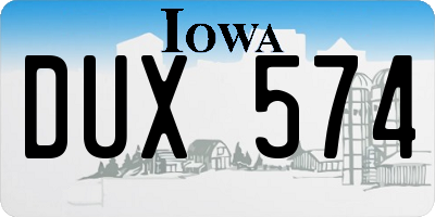 IA license plate DUX574