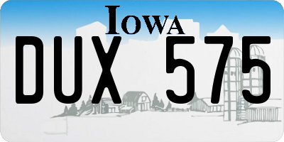 IA license plate DUX575