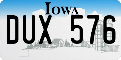 IA license plate DUX576