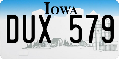 IA license plate DUX579