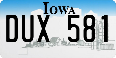 IA license plate DUX581