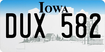 IA license plate DUX582