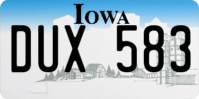 IA license plate DUX583
