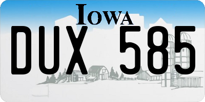 IA license plate DUX585