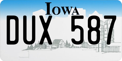 IA license plate DUX587