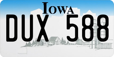 IA license plate DUX588
