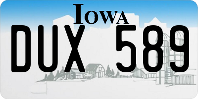 IA license plate DUX589