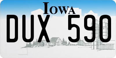 IA license plate DUX590