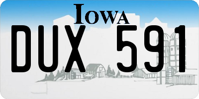 IA license plate DUX591