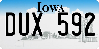 IA license plate DUX592