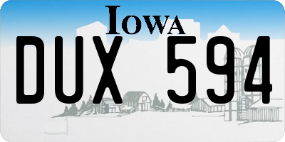 IA license plate DUX594