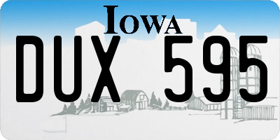 IA license plate DUX595