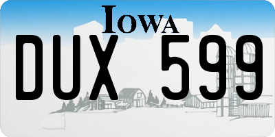 IA license plate DUX599