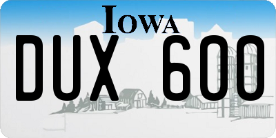 IA license plate DUX600