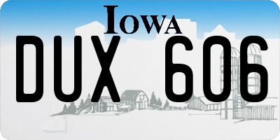 IA license plate DUX606