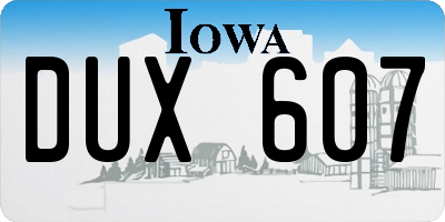 IA license plate DUX607