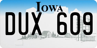 IA license plate DUX609