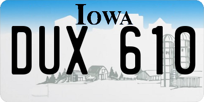 IA license plate DUX610