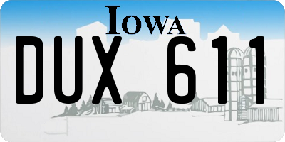 IA license plate DUX611