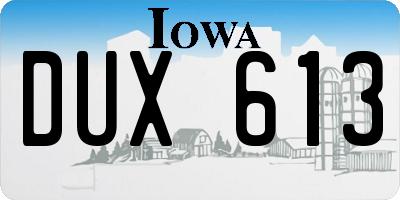 IA license plate DUX613