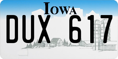 IA license plate DUX617