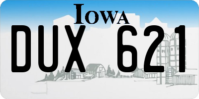 IA license plate DUX621
