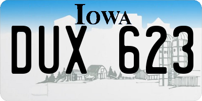 IA license plate DUX623
