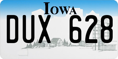 IA license plate DUX628