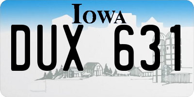 IA license plate DUX631