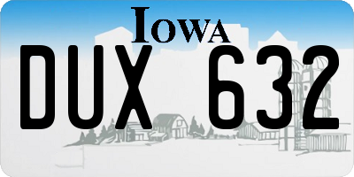 IA license plate DUX632