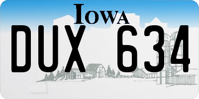 IA license plate DUX634
