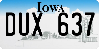 IA license plate DUX637