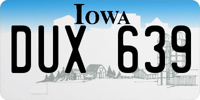 IA license plate DUX639