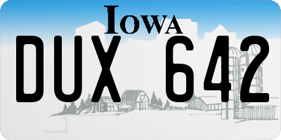 IA license plate DUX642
