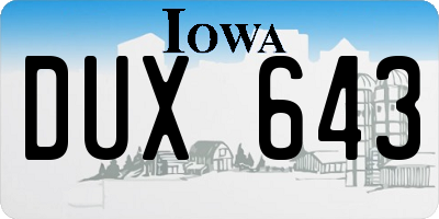 IA license plate DUX643