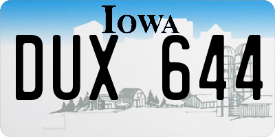 IA license plate DUX644