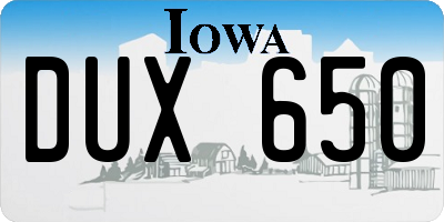 IA license plate DUX650
