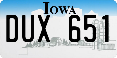 IA license plate DUX651