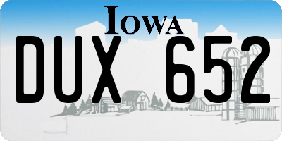 IA license plate DUX652