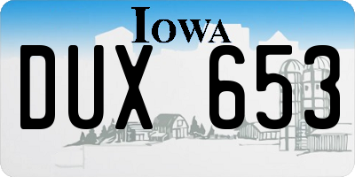 IA license plate DUX653