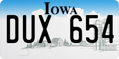 IA license plate DUX654