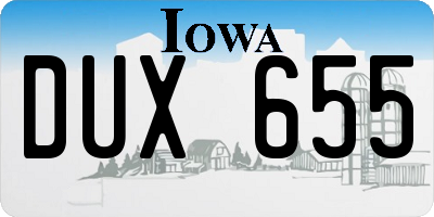 IA license plate DUX655
