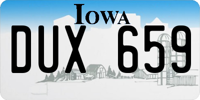 IA license plate DUX659