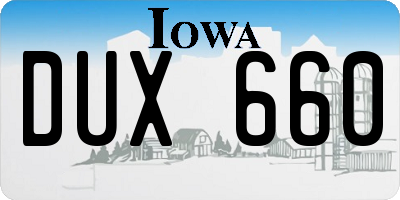 IA license plate DUX660